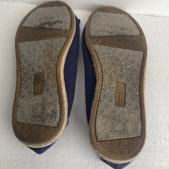 American Eagle flats open toe slip on navy blue fabric bows women size 8 - Picture 8 of 10
